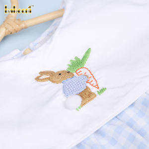 Combinaisons pour bébé garçon, motif à carreaux brodé à la main, personnalisées OEM ODM, en spandex/coton, luxe, été, certifiées OEKO-TEX, complètes - Product Image 5