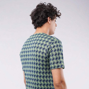 Camiseta de peso pesado personalizada para hombre, camisetas de gran tamaño con estampado completo de estilo callejero Vintage de longitud corta con Cuello clásico para hombre - Product Image 6