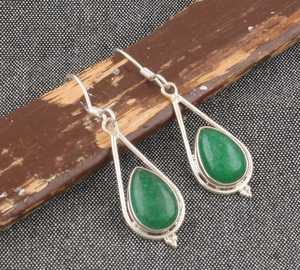 925 argent Sterling Vintage coupe vert Jade goutte boucle d'oreille Fine Piercing bijoux pour mariages cadeaux fiançailles - Product Image 5