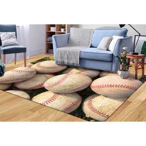 Alfombra con Estampado de Béisbol - Decoración Moderna para Habitación de Niños o Gimnasio, Apta para Mascotas, con Pelo Suave - Product Image 2