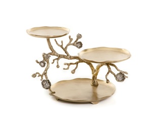Plateau de service métallique à 3 niveaux avec accents de feuilles, article tendance de 2025, vaisselle parfaite, produits de cadeaux incroyables - Product Image 6