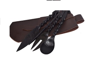 Juego de Cubiertos Metálicos de Color Marrón con Estuche de Cuero, Juego de Cubiertos Metálicos Medievales para Accesorios de Cocina, Cuchara de Metal Nueva - Product Image 6