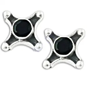 Pendientes de Plata Chapados en Oro Blanco de 925 con Diamantes Negros y Perlas, Diseño de Animales y Flores para Uso Diario, para Mujer, para Compromiso - Product Image 1