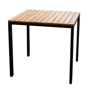 Table à manger en bois de teck massif, cadre en fer, intérieur/extérieur, meubles de salle à manger de ferme pour la maison - Product Image 1