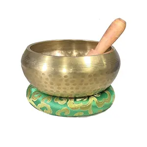 Bol chantant rond fait main en laiton massif avec finition antique parfait pour les pratiques de guérison et de relaxation en méditation - Product Image 1