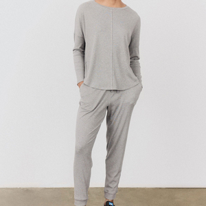 Set <span class=keywords><strong>Pigiama</strong></span> a Maniche Lunghe in <span class=keywords><strong>Cotone</strong></span> di Bambù, Completo Lounge per Donne, Abbigliamento da Notte in Jersey Organico, Vestiti Oversize da <span class=keywords><strong>Donna</strong></span> - Product Image 4