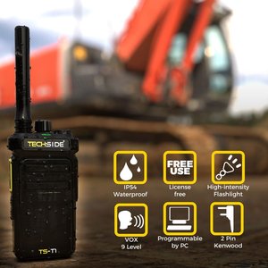 Walkie Talkie TechSide TS-T1AU+4 con 16 Canales PMR446 sin Licencia, IP54, VOX, USB Tipo-C, Carga Rápida, Wi-Fi y Clonación, Precio de Fábrica - Product Image 4
