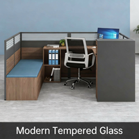 Ensemble bureau et chaise de bureau d'usine avec lit pliant en verre trempé, cloison insonorisée, siège prêt à être expédié, OEM
