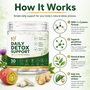 Cápsulas de L-Cisteína DHM <span class=keywords><strong>para</strong></span> Apoyo Diario a la Desintoxicación con Cardo Mariano, Nopal, Jengibre y Vitaminas <span class=keywords><strong>B</strong></span>, Suplemento Vegetal <span class=keywords><strong>para</strong></span> la Desintoxicación del Hígado - Product Image 3