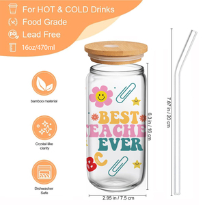 Venta al por mayor <span class=keywords><strong>de</strong></span> fábrica: Vaso Mason <span class=keywords><strong>de</strong></span> vidrio reutilizable personalizado sin BPA con tapas <span class=keywords><strong>de</strong></span> bambú, regalo para el Día <span class=keywords><strong>del</strong></span> <span class=keywords><strong>Maestro</strong></span> 2026 y graduación - Product Image 2