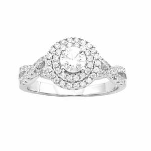 3.5 CTTW <b>Dainty</b> Sterling Silver Engagement <b>Ring</b> Simulated Diamond Split Shank IGI Certified Rhodium Fine Jewelry for Promises - Product Image 1
