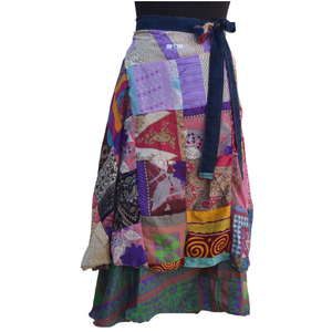 กระโปรงผ้าไหมวินเทจชุดเดรสเมจิกสองชั้นแบบกลับด้านได้ชุดใส่ไปทะเลพร้อมเข็มขัดตกแต่งผ้าไหม100% - Product Image 1