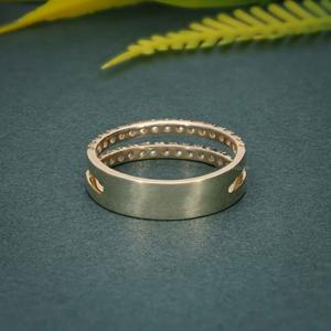 Estilo clásico IGI certificado VVS Lab Grown Diamond 14K oro sólido media eternidad anillo de boda joyería fina de moda para mujeres - Product Image 4