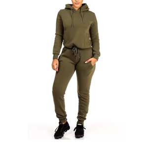 Conjunto de Dos Piezas Personalizado para Mujer, Ropa Casual de Invierno, Bloques de Color, Cierre de Cremallera, Mangas Largas, Chándal para Mujer - Product Image 1