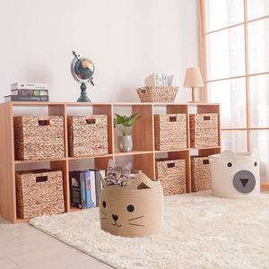 Living <b>Foldable</b> Handwoven Water Hyacinth Storage <b>Baskets</b> Laundry Organizer Totes for Bedroom, Living Room - Product Image 4