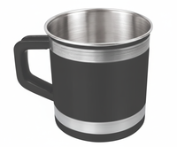 Taza de Viaje de Acero Inoxidable de Doble Pared con Asa, Aislada para Café y Té, Negra, 250ml/275ml, Acabado Mate, 6 Horas de Aislamiento Térmico