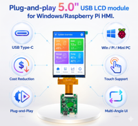 Módulo LCD TFT TDO 5USB Tipo-C, Pantalla IPS de 480x854 con Controlador Integrado para Raspberry Pi 4B y Windows 10/11, Panel HMI para Hogar Inteligente