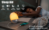 Mesin Suara Putih Portabel Pintar untuk Kesehatan, Jam Alarm Matahari Terbit Digital Elektronik untuk Tidur Bayi, Radio Meja Bangun Tidur