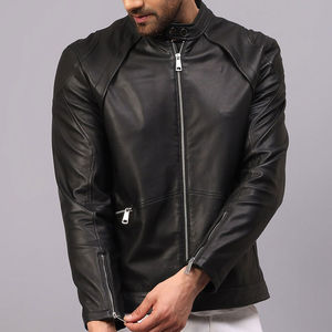 Chaqueta de cuero de hombre de entrega rápida de calle alta suave cómoda chaqueta de cuero de motorista de temporada de invierno de tamaño regular para hombre OEM - Product Image 5