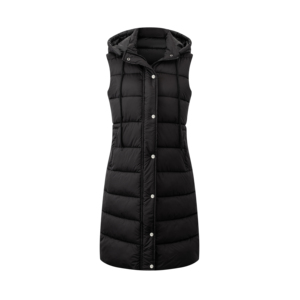<strong>Ladies</strong> Long Quilted Vest Sleeveless Hooded Puffer Jacket Winter Outerwear with Zipper Front Closure - Product Image 6