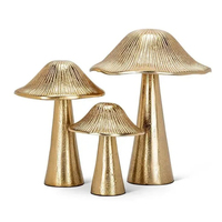 Sculptures modernes en forme de champignons plaquées or de haute qualité pour la décoration de la maison, cadeau de mariage, ensemble de 3 pièces, matériau métallique