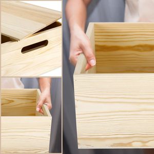 Acacia Lưu Trữ Bằng Gỗ Hộp Hình Chữ Nhật Lớn Thân Thiện Với Môi Đồng Bằng Gỗ Lưu Trữ Thùng Nắp Xử Lý Trang Trí Nội Thất Văn Phòng Tổ Chức Container - Product Image 3