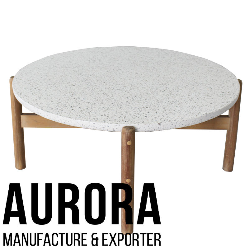 หินขัดสีขาว + ไม้อะคาเซีย