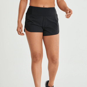 Pantalones cortos para correr de entrenamiento de secado rápido para mujer, pantalones cortos deportivos con cordón para gimnasio, pantalones cortos deportivos con bolsillo y cremallera para mujer - Product Image 1