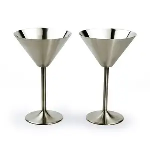 一套2个老式铜高脚杯酒杯，带吸管，用于饮用金属鸡尾酒杯或伏特加马提尼酒杯派对和婚礼