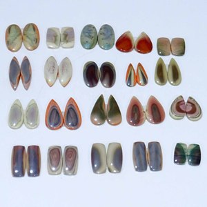 Paire de cabochons de jaspe impérial naturel, mélange de formes et de tailles, paire de pierres précieuses pour la fabrication de bijoux. - Product Image 4