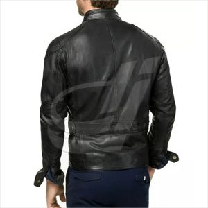 Chaqueta de cuero genuino Unisex 2023, ropa de abrigo personalizada de alta calidad para hombre, Parka con cuello levantado en bloque de Color, venta al por mayor - Product Image 2