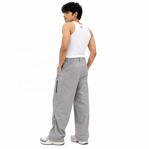 Pantalones de hombre de pierna ancha y corte relajado personalizados, con bolsillos con cremallera, estilo casual, de moda, tejidos, para streetwear, proveedor mayorista a granel, EE. UU. - Product Image 2