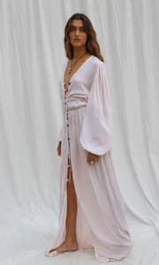 Vestido largo bohemio de manga larga con botones para mujer, vestido exclusivo - Product Image 3