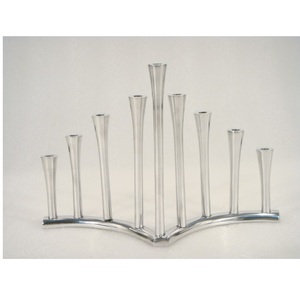 <b>Silver</b> Aluminium Candle Stand 9 Branches Candle Holders for Home Hotel Table Top Decorative Item Candle Holder - Product Image 1