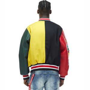 แจ็คเก็ตบอมเบอร์ผ้าซาตินแบบยูนิเซ็กซ์สำหรับฤดูหนาวปี 2026 ปักลาย แต่งแขนหนังเชนิลล์ ไซส์พลัส ขายดี พร้อมฮู้ดผ้าขนสัตว์ ติดกระดุม - Product Image 4