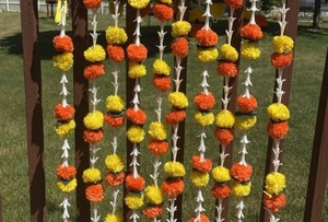 Élégant classique Marigold tubéreuse chaîne guirlande tenture murale décor pour mariage indien scène toile de fond fête Festival décor - Product Image 2