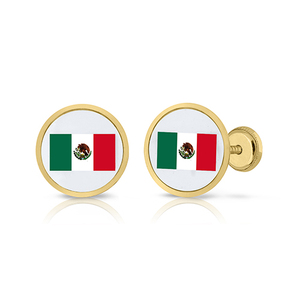 Pendientes de moda dorados con diseño de bandera esmaltada - Product Image 1