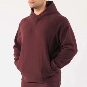 Sudaderas gruesas lisas de alta calidad con logotipo personalizado, sudaderas con capucha sin cordón de algodón francés Terry Drop Shoulders Regular Fit Basics Pullover Hoodies - Product Image 3