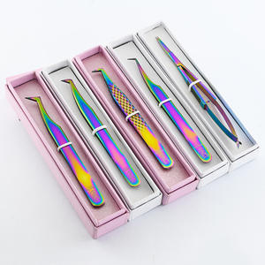 Pince à cils professionnelle à pointe en fibre couleur personnalisée, 90 degrés, pour extension de cils, volume et rehaussement de cils, outil antidérapant - Product Image 1