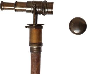 Bastón de caminar telescópico de madera para coleccionistas, con mango de latón estilo marino, bastón rústico. - Product Image 5
