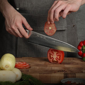 Couteau de chef de cuisine en acier Damas à haute teneur en carbone SLD avec lame en acier inoxydable 430 et manche en bois - Product Image 4