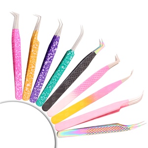 Pince à épiler d'extension de cils en acier inoxydable japonais à pointe de fibre meilleure pince à épiler antistatique de couleur titane de qualité - Product Image 4