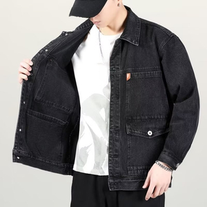 Primavera otoño chaqueta de mezclilla hombres más tamaño ropa de trabajo chaqueta de mezclilla abrigo de moda de fábrica al por mayor - Product Image 4