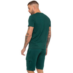 INNOVEARS แฟชั่นใหม่ล่าสุด เสื้อผ้าผู้ชายลำลอง ระบายอากาศได้ดี เสื้อแขนสั้นฤดูร้อน ชุดเซ็ต 2 ชิ้น สกรีนโลโก้ได้ ผ้าฝ้ายฟลีซสีพื้น - Product Image 4