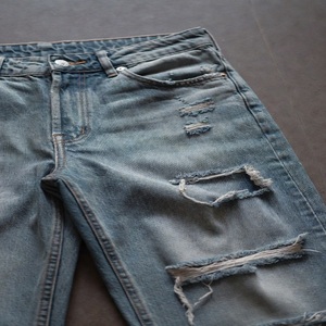 Jeans de Mezclilla Desgastados y Rotos para Hombre |   Pantalones Vaqueros Rectos de Moda Urbana, Logotipo Personalizado OEM, Venta al Por Mayor, Otoño/Primavera - Product Image 3