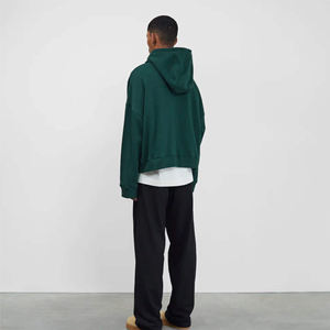 เสื้อฮู้ดผู้ชายผ้าฝ้าย 100% สีเขียวเข้มเรียบง่าย สไตล์สตรีทแวร์  แบบหนาสำหรับฤดูหนาว  สามารถปรับแต่งและติดฉลากส่วนตัวได้ - Product Image 4
