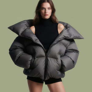 แจ็กเก็ตบุนวมปลาปักเป้าสำหรับผู้หญิงแจ็กเก็ตกันน้ำแบบบางมีซิปขนาดพิเศษสำหรับกลางแจ้งเสื้อโค้ทปลาปักเป้า - Product Image 1