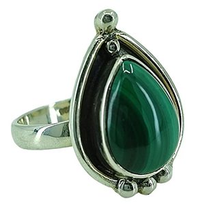 Navya <b>Craft</b> 925 Sterling Silver Boho Malachite Handmade Women's <b>Ring</b> Sizes 4-13 (US) for Christmas Anniversary Valentine's Day - Product Image 1