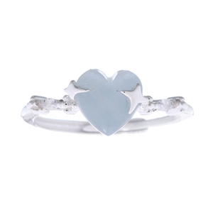 แหวนเงินแบบปรับได้สีอะความารีนรูปหัวใจสุดทึ่ง - Product Image 2