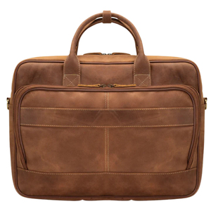 Men's Messenger Luxury Laptop Briefcase Crossbody Genuine Leather Zipper Closure Lightweight Shoulder Casual Bag Variety Colors - Product Image 1